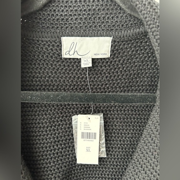 Anthropologie dh New York Crochet Cropped Sweater Blazer black net - Picture 6 of 15